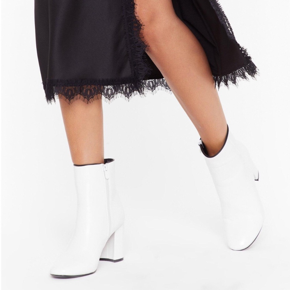 Nasty Gal‎ Faux Heeled Ankle Boots in White